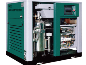 Power frequency screw air compressor without oil and water lubrication
